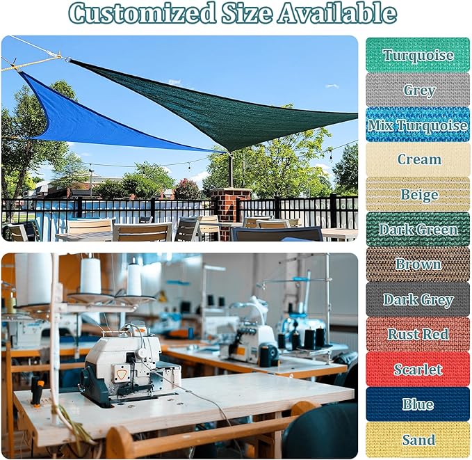 Shade&Beyond Sun Shade Sail Breathable UV Block Outdoor Covering Cloth for Backyard, Pool, 15'X15'X15', White (Customized Available)
