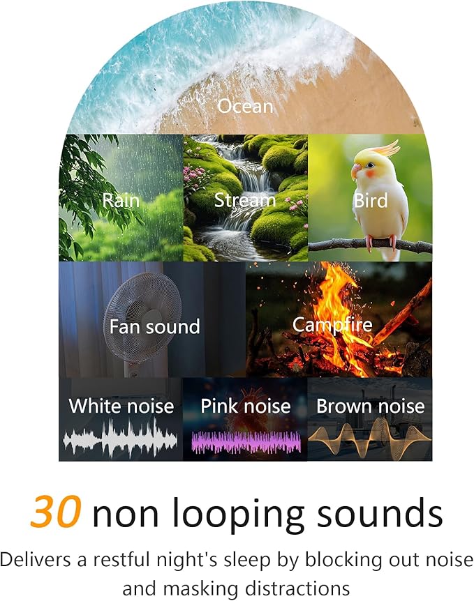 Sunrise Alarm Clock with Noise Machine: Digital Alarm Clock for Bedrooms, Nature Sounds for Gentle Wake Up, 30 Sleep Sounds, Adjustable Brightness & Volume, Timer - Wood Grain