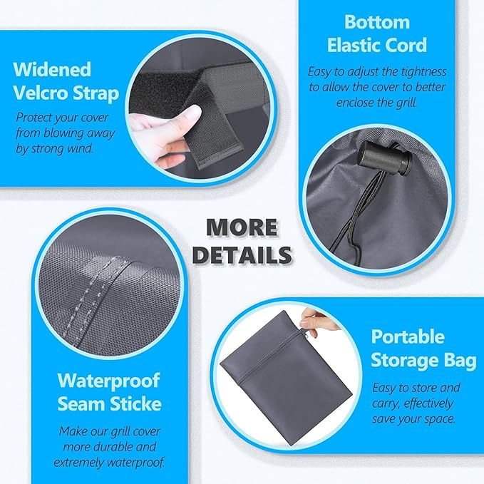 Grill Cover 82 Inch - Extra Large Gas BBQ Cover for Outdoor Grill - 600D Outside Barbecue Covers Waterproof Heavy Duty for Weber, Dyna-glo, Char-Broil, Nexgrill, Brinkmann, Monument (Grey)