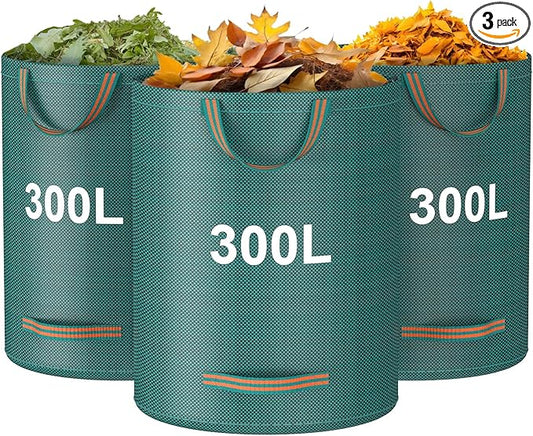 Mokani Reusable Yard Waste Bags, 79 Gallon Lawn and Leaf Bags 3 Packs, Heavy Duty Garden Bags With Reinforced Handles, Camping Yard Recycling Leaf Bag for Leaves