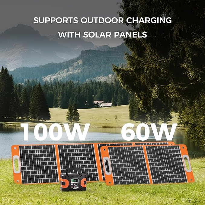 Flashfish 150W Portable Power Station 166Wh, 300W Peak Solar Generator with 2 Ac Outlets, 2 DcPorts & 3 USB Ports, Backup Battery Pack for Camping, Outdoor Emergency, Home Power Supply
