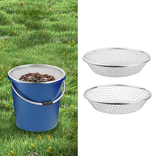 2Pcs Soil, Sand, and Compost Sifter for Gardening – Sieve for Rocks, Dirt, and Organic Material – Fits 5-Gallon Buckets(1/4In&3/8In Mesh)