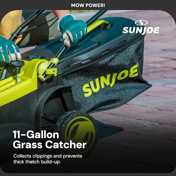 Sun Joe 24 Volt 17 Inch Mulching Walk Behind Lawn Mower with 11 Gallon Grass Catcher, 6 Position Height Adjustment, Battery and Charger, 24V-X2-17LM