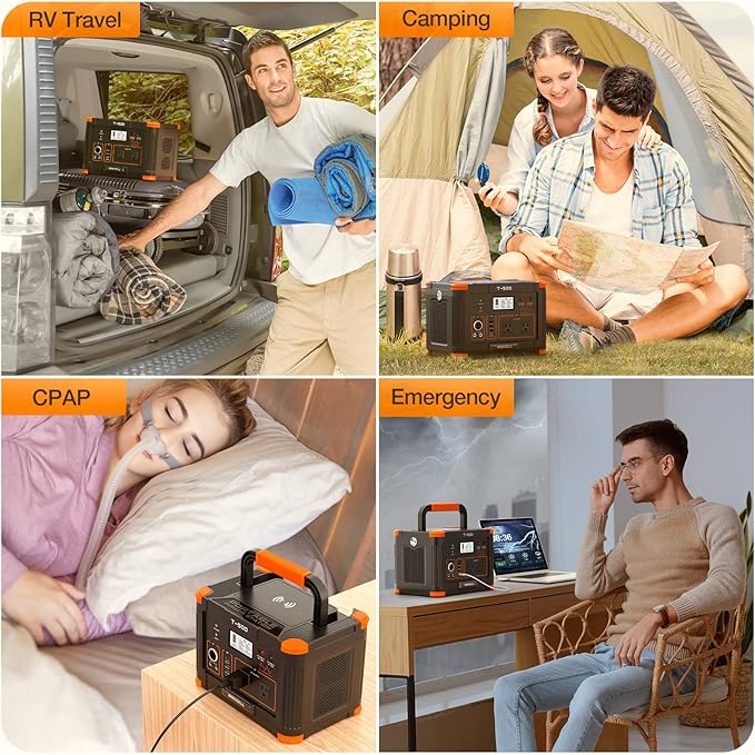 GRECELL Portable Power Station 500W, 519Wh/140400mAh Solar Generator Backup Lithium Battery Pack Power Supply with 2 AC Outlets, PD 60W USB-C Power bank for Outdoor RV Camping Home Outage Emergency