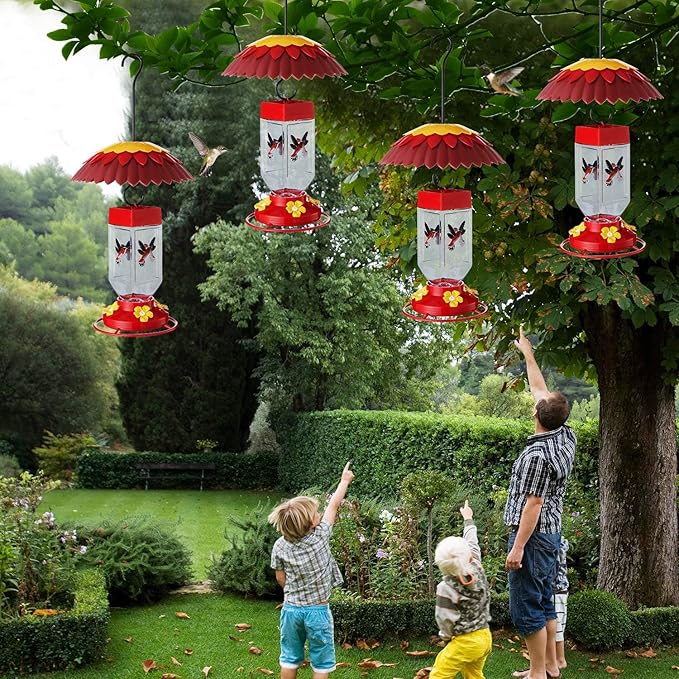 3 Pcs Hummingbird Feeder Umbrellas with Ant Moat, Skaithee 8" Baffles for Bird Feeder with Ant Guard & Shepherd Hooks, Bright Colors Attract More Birds & Anti Sun/Rain/Snow/Ants (3 Pcs 8 inches 20cm)