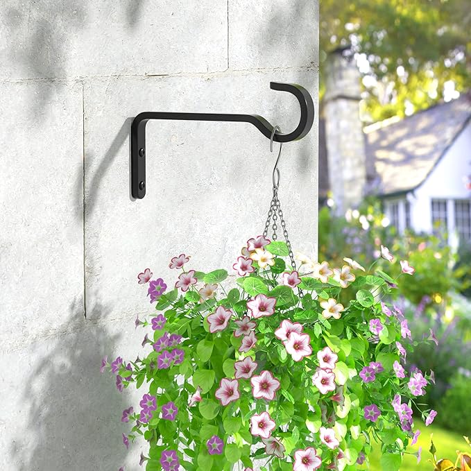 6 Inch 2 Pack Heavy Duty Outdoor Plant Hangers for Hanging Baskets, Iron Plant Brackets for Hanging Plants Outside, Metal Plant Hooks Plant Wall Hooks for Hanging Lantern, Bird Feeder