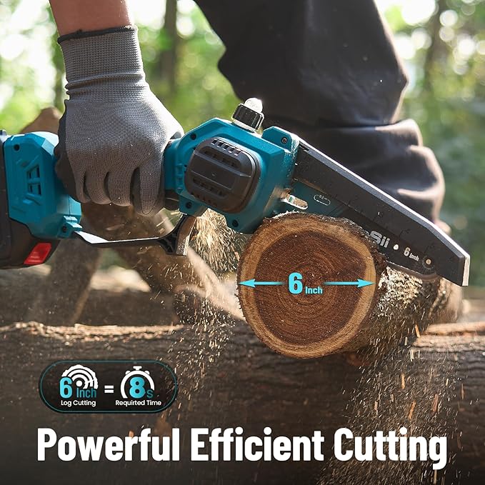 SEESII PS620 2-in-1 Electric Pole Saws: 6 Inch Mini Chainsaw Cordless with Extension Pole, 2Pcs Batteries, Brushless Chain Saw for Limb Branch Cutter, Battery Tree Trimmers Pruner,16Ft Long Reach