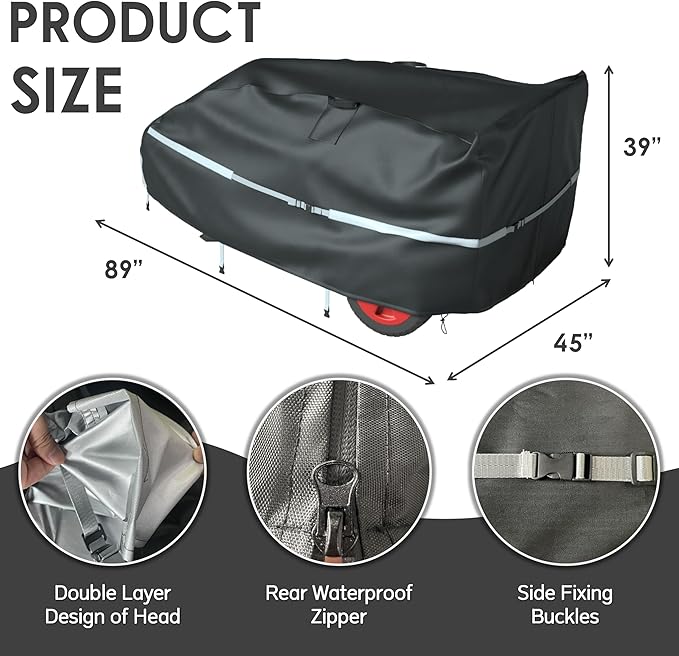Log Splitter Cover,89 ×45 × 39 inch,Made of 900D Silver Coated Waterproof Oxford Cloth, 100% Waterproof, Weather Resistant, Tear Resistant, Suitable for 15-45 Ton Log Splitter (black)