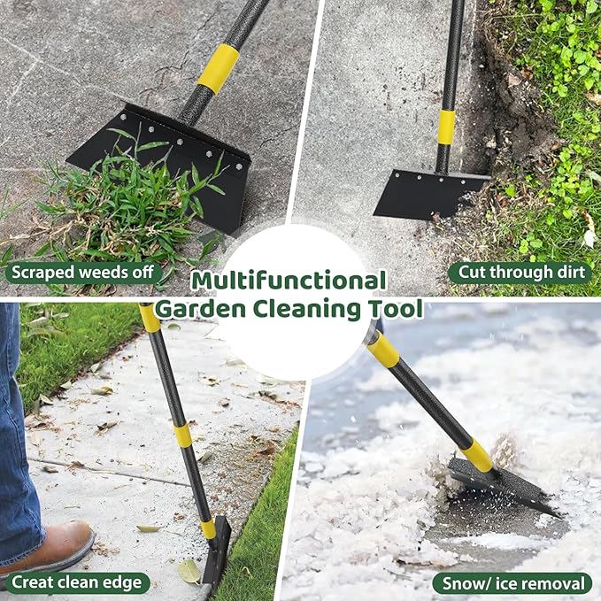 Separate Manual Weeder,Detachable Garden Flat Shovel Scraper, 2 Spades,60 Inch Long Multifunctional Garden Cleaning Shovel, Heavy Duty Floor Scraper,Metal Weeding Scraper for Edging, Snow Ice Removal