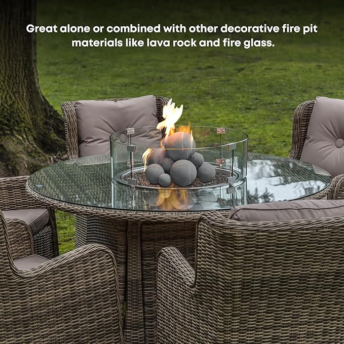 Stanbroil 12 Pack Ceramic Fire Balls, Mixed 4 Sizes Fireplace Balls, Modern Accessory for Indoor or Outdoor Fireplace, Fire Pits and Fire Bowl, Gray