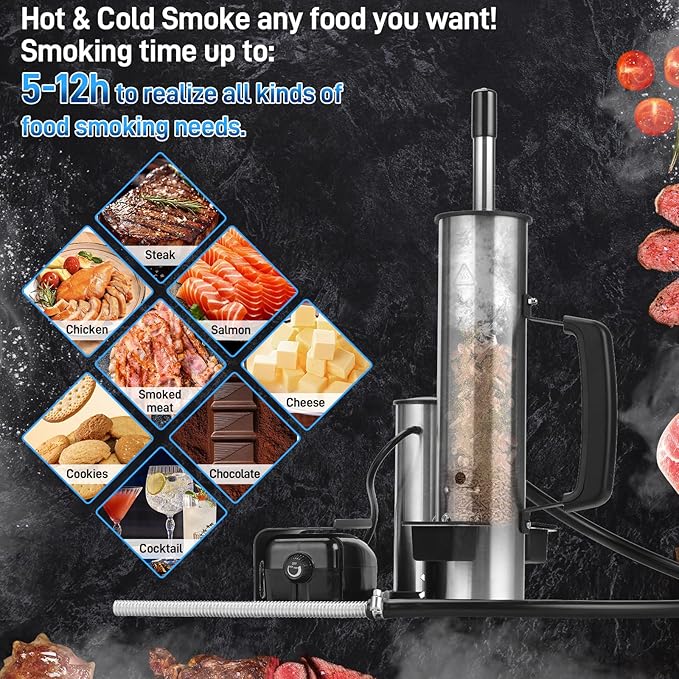 Outdoor Smoke Generator, Stainless Steel Electric Smoker, Smoke Tube for Pellet Smoker, Hot/Cold Smokers with Adjustable Smokes Volume Air Pump, Perfect for Cold Smoking Cheese, Birthday Gifts for Men
