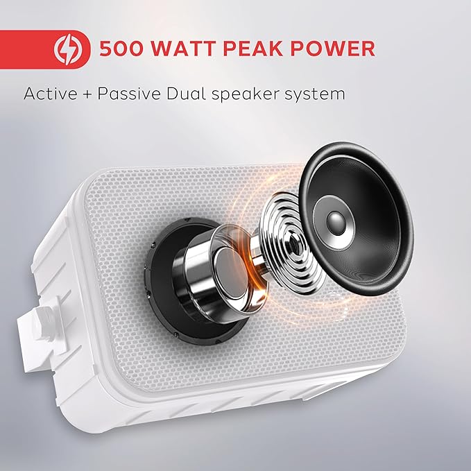 Pyle 2 Way Speaker System Pair - 500W Peak Power 16.51cm Passive Weatherproof Wall / Ceiling Mounted - Heavy Duty Universal Mount - Use for Pool, Patio, Indoor, Outdoor (White)