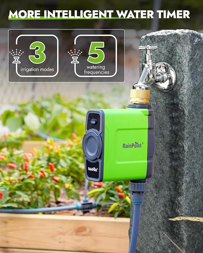 RAINPOINT WiFi Water Timer for Garden Hose, Brass Inlet WiFi Sprinkler Controller, Smart Hose Timer Valve, Automatic Drip Irrigation System/Rain Delay for Garden/Lawn/Yard (No Gateway)