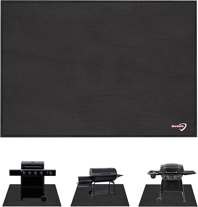 DocSafe 48 x 36 inches Under Grill Mat,Large 4 Layers Fire Pit Mat,Fireproof Mat Heat Insulated Protector for Deck,Patio,Grass,Smoker,BBQ,Reusable Oil-Proof and Waterproof Indoor Fireplace Pad