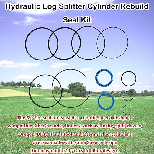 Hydraulic Log Splitter Cylinder Rebuild Seal Kit for 5.0" bore X 2.0" Rod Cylinde