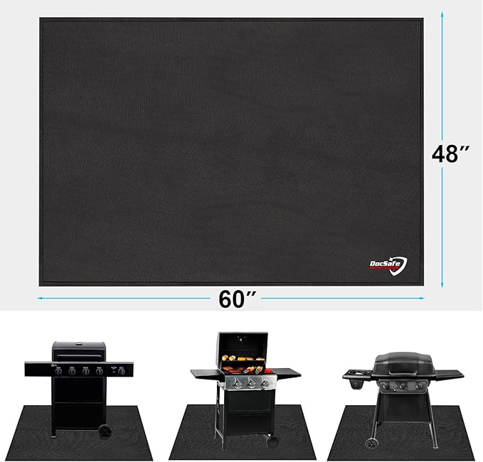 DocSafe 48 x 36 inches Under Grill Mat,Large 4 Layers Fire Pit Mat,Fireproof Mat Heat Insulated Protector for Deck,Patio,Grass,Smoker,BBQ,Reusable Oil-Proof and Waterproof Indoor Fireplace Pad