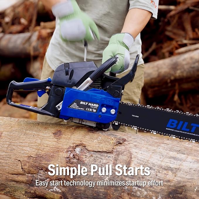 BILT HARD Gas Chainsaw 22 inch 56cc 3.1 HP Chain Saws with Automatic Oiler for Trees, Gas Powered 2-Cycle Wood Cutting Machine Petrol Handheld Gasline Chainsaws for Outdoor Garden Farm Home