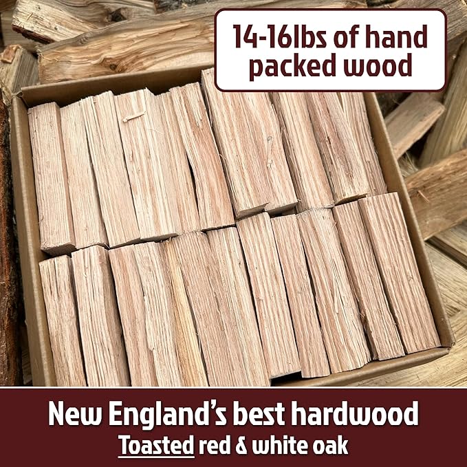 Toasted Oak 5 Inch Universal Cooking Firewood - 14lbs. ~1000cuin Premium Kiln Dried Cooking Wood for Grills, Smokers and Ooni, Solo, Bertello Pizza Ovens (Red and White Oak Hardwood)