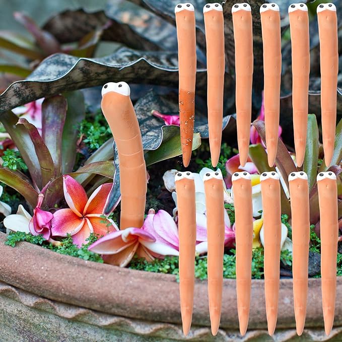 12 Pcs Water Sensor Ceramic Worm The Potting Shed Worm Water Sensor Plant Decoration Moisture Monitor Gardening Houseplant Humidity Meter Fun Gardening Gift for Christmas Stocking Stuffers