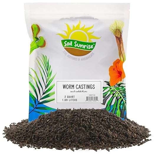 Premium Organic Worm Castings (2 Pounds); 2QT All Natural Soil Additive, Soil Builder, and Fertilizer