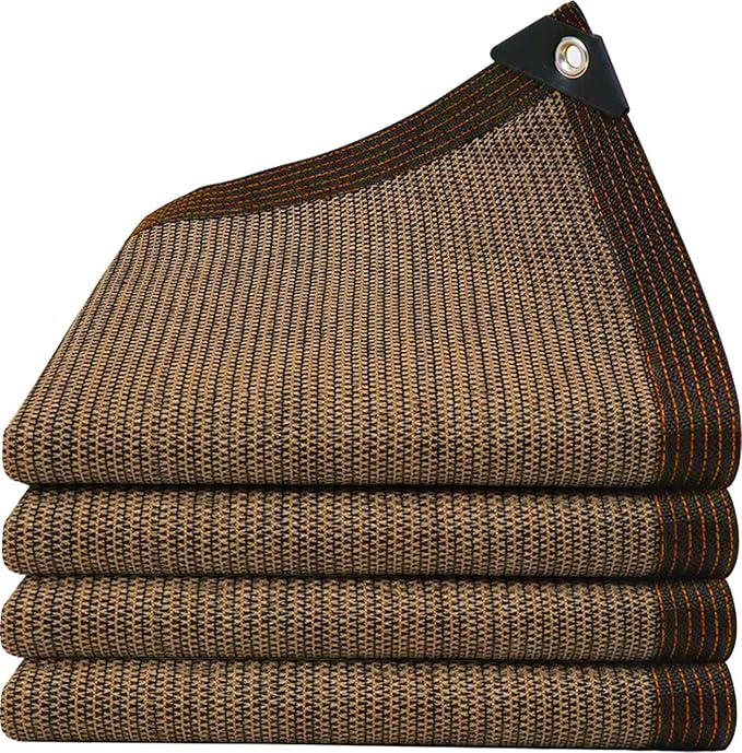 Coffee Shade Cloth 80%, Mesh Tarp - Garden Shade for Greenhouse, Patio, Vegetables, Plants Cover and Chicken Coops, Sun Shade Net for Outdoor Protection with Reinforced Grommets