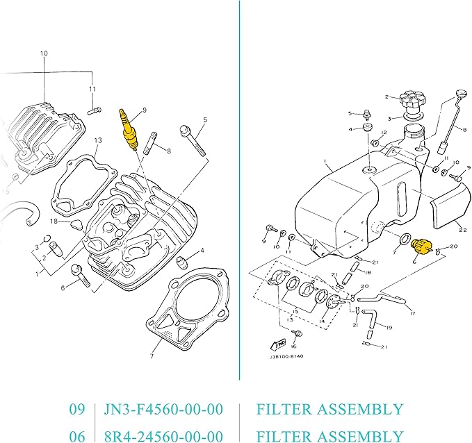 10L0L Tune Up Kit for Yamaha G2 G8 G9 G11 4 Cycle Gas Golf Cart 1985-1994, Replaces J10-14417-00 J38-14450-00, Air Filter Pre-Filter with Spark Plug Fuel Filter