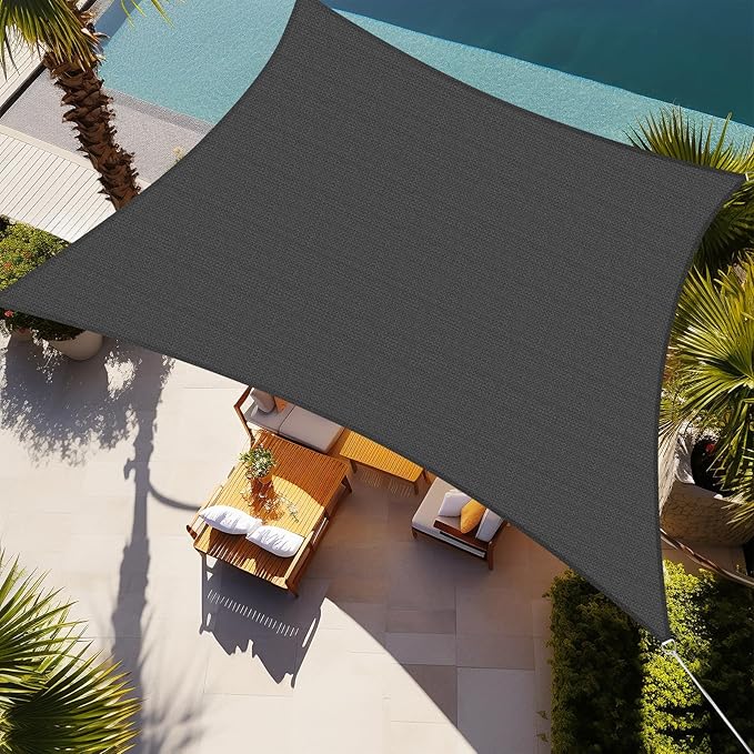 Shade&Beyond Sun Shade Sail Breathable UV Block Outdoor Covering Cloth for Backyard, Pool, 12'X26', Dark Grey (Customized Available)