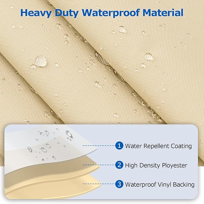 SunPatio Grill Cover for Outdoor Grill 65 Inch, Heavy Duty Waterproof BBQ Cover, Gas Barbecue Protector Compatible for Weber Charbroil Nexgrill and More, All Weather Protection, Beige