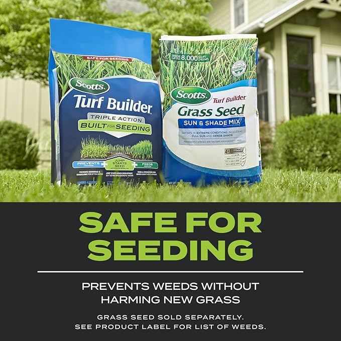 Scotts Turf Builder Triple Action Built for Seeding - Weed Preventer Plus Fertilizer, 4,000 sq ft (2-Pack)