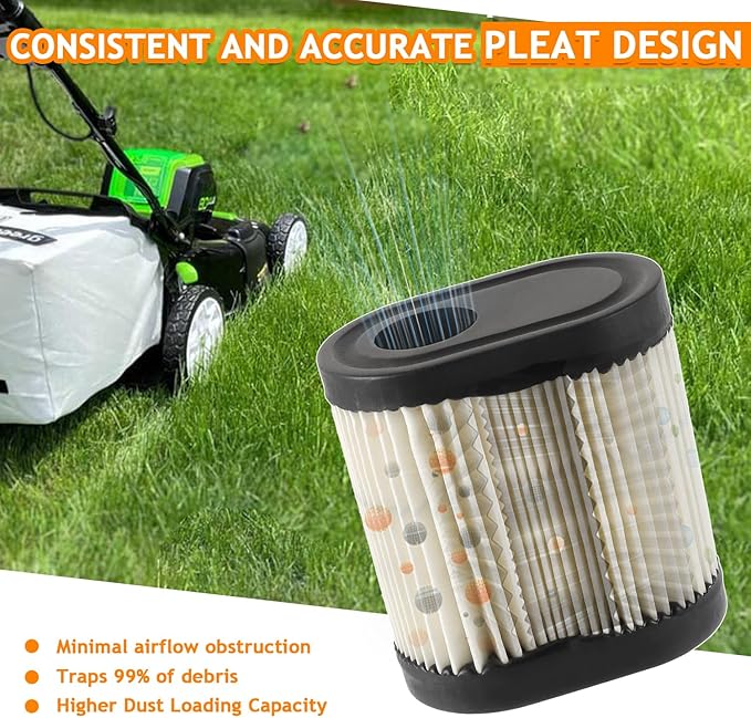 36905 Lawn Mower Air Filter, Air Filter Replacement 36905 for 22 GTS 6.5HP 20016 20017 20018 Lawn Mower 751-11122 195EA with Spark Plug (Pack of 4)
