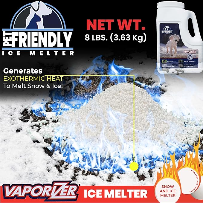 Snow & Ice Melter Pet Safe & Paws 100% Salt Free - Safe for Dogs & Cats - Effective to -25°F 8lb Shaker Jug