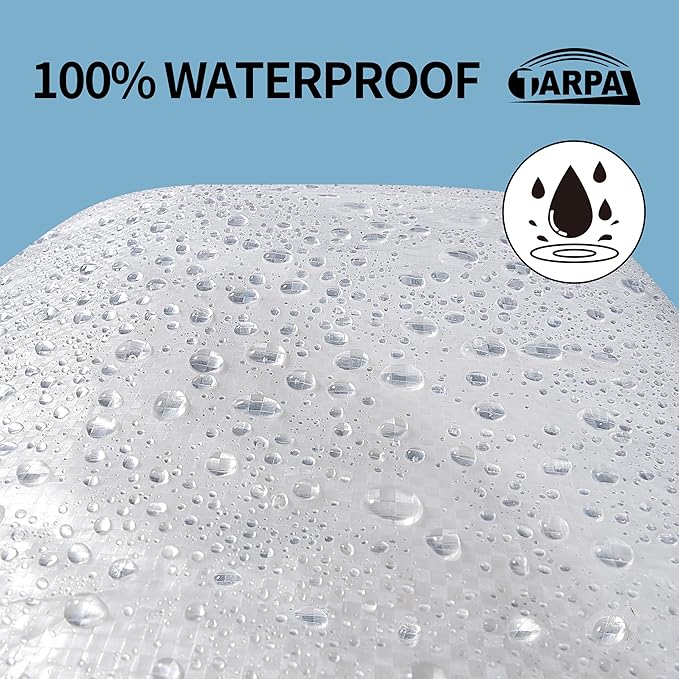 TARPAL 8'x12' Semi Clear White Tarp Waterproof Green House Cover with Grommets 7.5mil Clear Poly tarps for Gardening,Farm, Garden,Chicken Coops,Outdoor