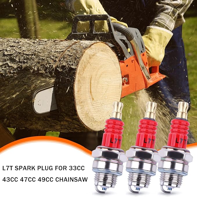 3 Pack L7T Spark Plug for 2-Stroke Small Engine for Husqvarna 33cc 43cc 47cc 49cc Chainsaw Trimmer Lawn Mower Chainsaw Trimmer Blower