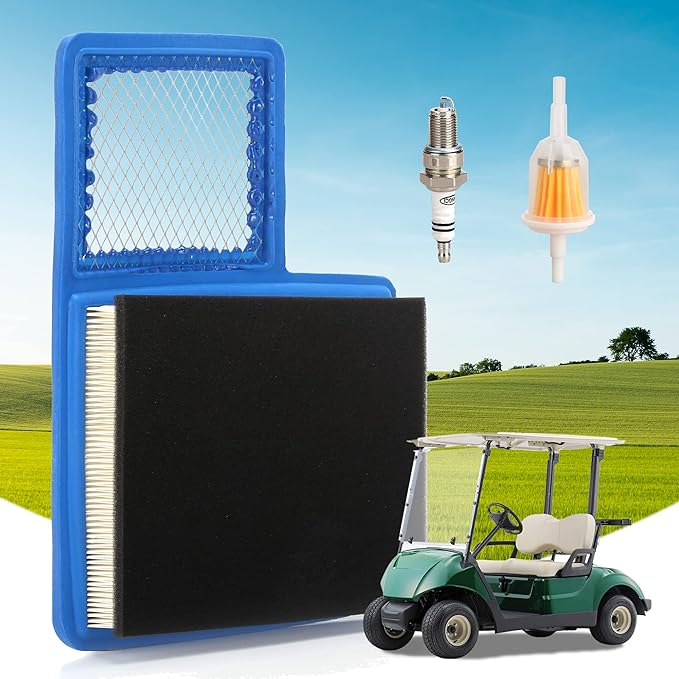 10L0L Golf Cart Tune Up Kit for Yamaha G16 G19 G20 G21 G22 G29 Drive Gas Vehicles 1996-up with 301cc/357cc Engine, Air Filter JN6-E4450-01 JN6-E445E-00, Fuel Filter, Spark Plug