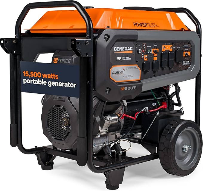 Generac 19,300/15,500-Watt Portable Gas Generator - Electric Start - Home Backup or RV Ready - Heavy Duty Frame - Quiet, Long Runtime, Emergency Power - 49-State Compliant
