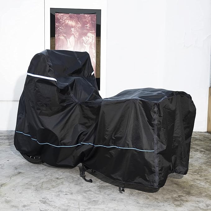 FENRIR 420D 90"INCH Motorcycle Cover Waterproof Outdoor Storage compatible with Adventure R1250GS R1300GS KLR650 Versys Africa twin Transalp750 NC750X CB500X NT1100 Tracer9 FJR1300 Multistrada Vstrom