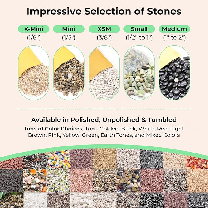 Agate Stone. Polished Natural Agate Pebbles. 3/8 Inch - 2 lbs. Mixed Color. for Succulents, Pots, Plants, Crafting, Vase Fillers (XSM (0.375 Inch), Agate - Mixed Color Polished, 2)