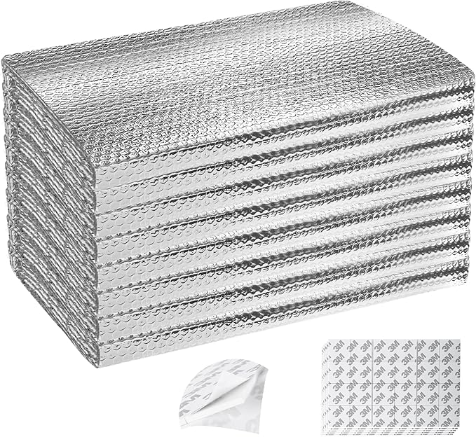 Garage Door Insulation Kit 8P Double Bubble Window Heat Insulation Panels, 6MM 24" x 60" Reflective Aluminum Foil Summer/Winter Barrier Insulation Sheets with 120 Adhesive Tapes for Garage Attic Wall
