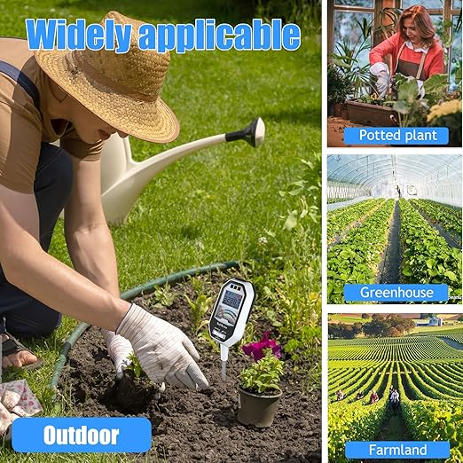 Soil Moisture Meter, 7-in-1 Soil PH Tester/Soil Moisture/Fertility with Removable Probe, Digital Air Temp/Humidity/Sunlight Intensity/BGR Spectral for Plants Gardening, Lawn and Indoor Outdoor Plants