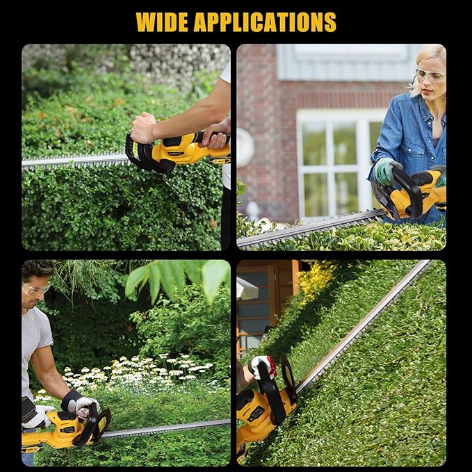 MaxMore Cordless Hedge Trimmer, Compatible with DeWALT 20V Max Battery (Tool Only) Electric Brushless Hedge Shear with 22-Inch Blade & 1500RPM Speed & Safety Lock, Lightweight & Handheld for Lawn Yard
