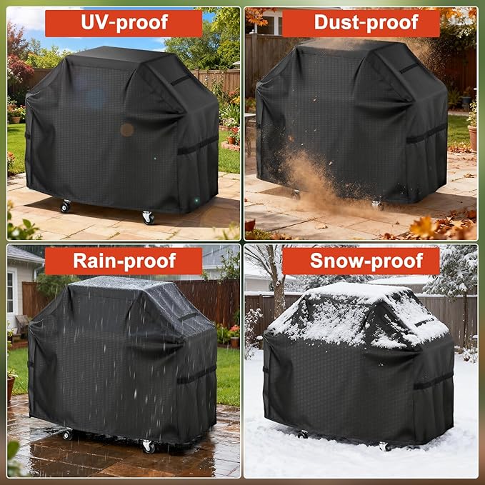 LBTING Grill Cover, 52-inch Heavy Duty 300D Oxford Waterproof Windproof UV Resistant BBQ Gas Grill Cover for Outdoor Barbecue Fit Most Brands Weber, Brinkmann, Char Broil, Holland