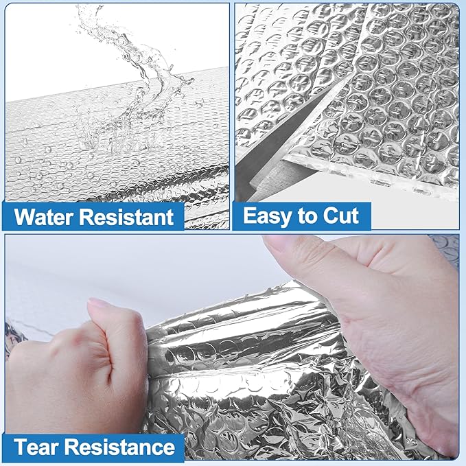 ToLanbbt Garage Door Insulation Kit 8P Double Bubble Window Heat Insulation Panels, 6MM 24" x 54" Reflective Aluminum Foil Summer/Winter Barrier Sheets with 120 Adhesive Tapes for Garage Attic Wall