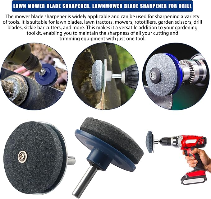 Lawn Mower Blade Sharpener, Lawnmower Blade Sharpener for Drill with Blade Balancer, Mower Blade Sharpener Compatible with Any Power Hand Drill