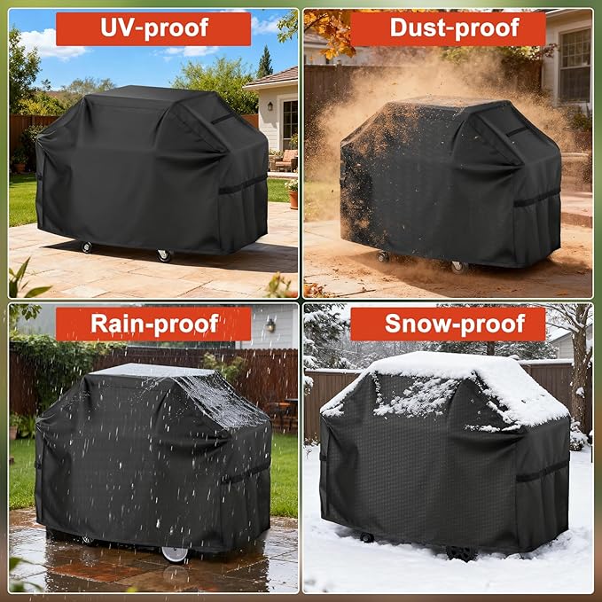 LBTING Grill Cover, 60-inch Heavy Duty 300D Oxford Waterproof Windproof UV Resistant BBQ Gas Grill Cover for Outdoor Barbecue Fit Most Brands Weber, Brinkmann, Char Broil, Holland