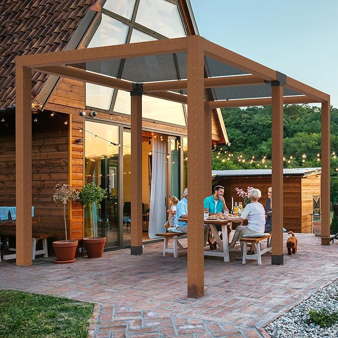 VEVOR Pergola Bracket Kit, 4x4 Inch (Inner Size 3.5x3.5), 2 Pcs 4-Way Heavy Duty Corner Bracket Woodworks DIY Post Base Kit, Easy Installation Wooden Beams for Gazebos, Patio Pergolas, Log Cabin