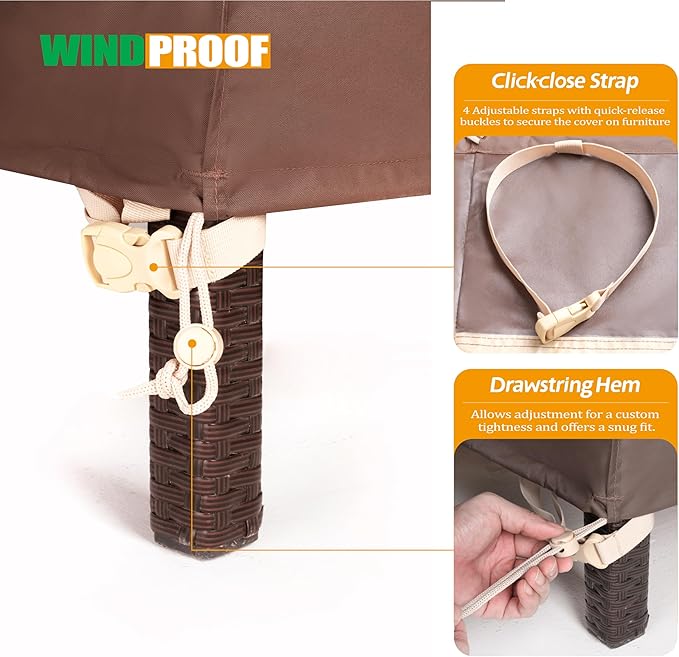 F&J Outdoors Patio Furniture Covers Waterproof UV Resistant Rip-stop Fabric Round Outdoor Furniture Cover, 96" Dia x 27.5" H
