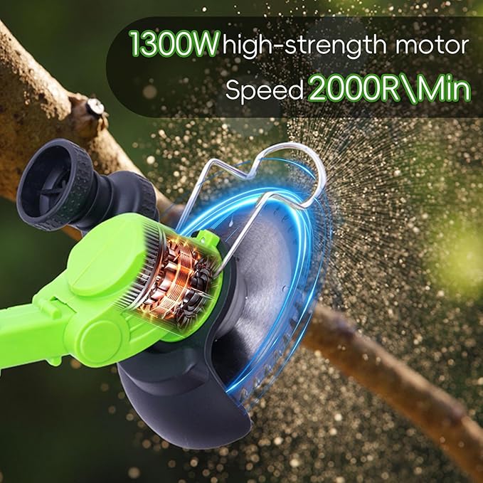 Cordless Weed Wacker Battery Powered,4-in-1 Grass Trimmer/Brush Cutter with 4 Types Blades, 21V Weed Electric Eater with 3.0Ah Battery*2 for Lawn Care and Yard Work