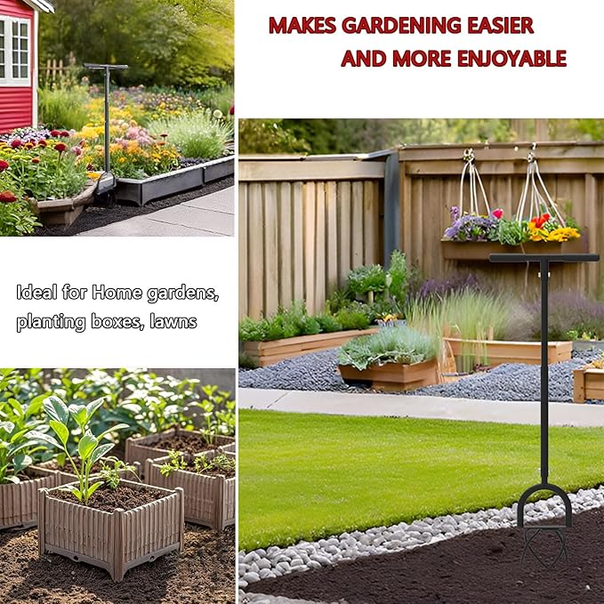 Hand Tiller Garden Claw, 4-Tine Twist Tiller Cultivator for Soil Loosening, Lawn Aeration, and Garden Bed Preparation - Durable, Adjustable, and Easy to Use Garden Tool