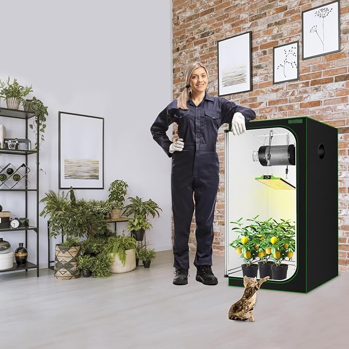 MELONFARM Grow Tent Complete Setup 2x2, 70W Full Spectrum LED Grow Light & 24"x24"x48" Grow Tent Bundle, 4" Efficient Airflow Ventilation System with Soundproof Duct Connector