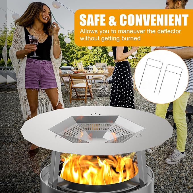 BBQ-PLUS One-Piece Heat Deflector Replacement for Solo Stove Yukon 27" Fire Pit, Stainless Steel Heat Diffuser Accessories with 3 Support Leg for Most 27 inches Outdoor/Indoor Backyard Fire Pit